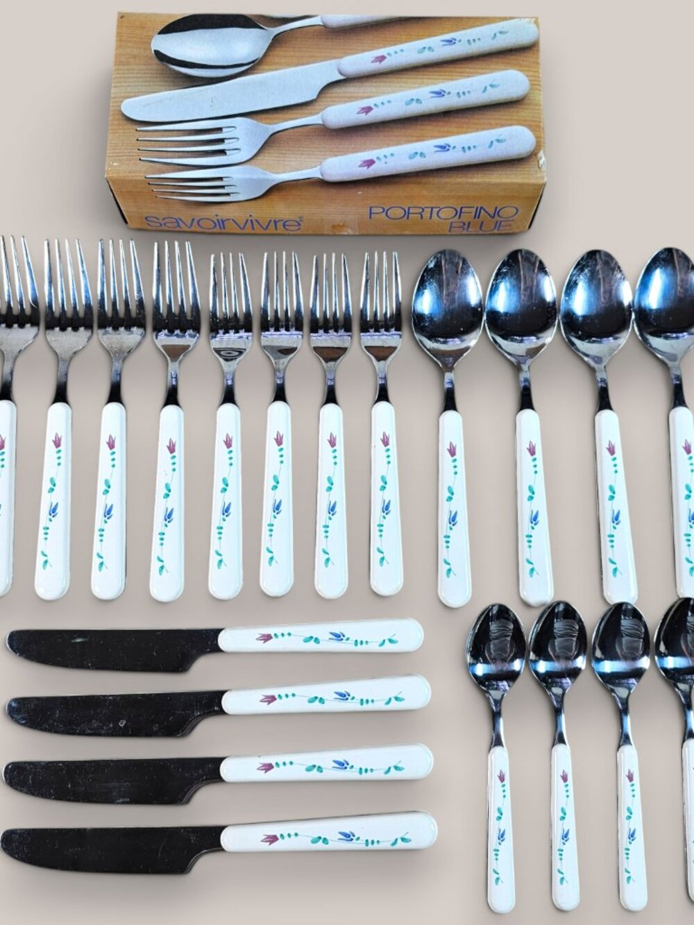 Savoir Vivre Portofino Blue Flatware Set 20 Pieces Dinner Knife Forks Spoons
